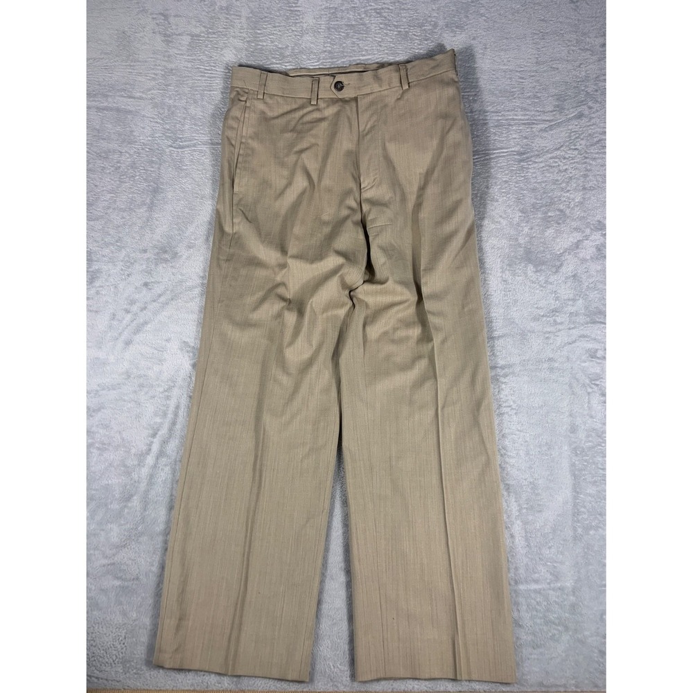 Ermenegildo Zegna Dress Pants Mens Tan Wool Flat Front Straight Leg EU 52